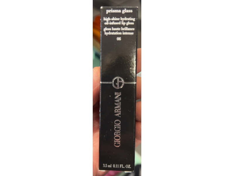 Giorgio Armani Prisma Glass High-Shine Hydrating Oil-Infused Lip Gloss, 06 Amber Shine, 0.11 fl oz/3.5 mL