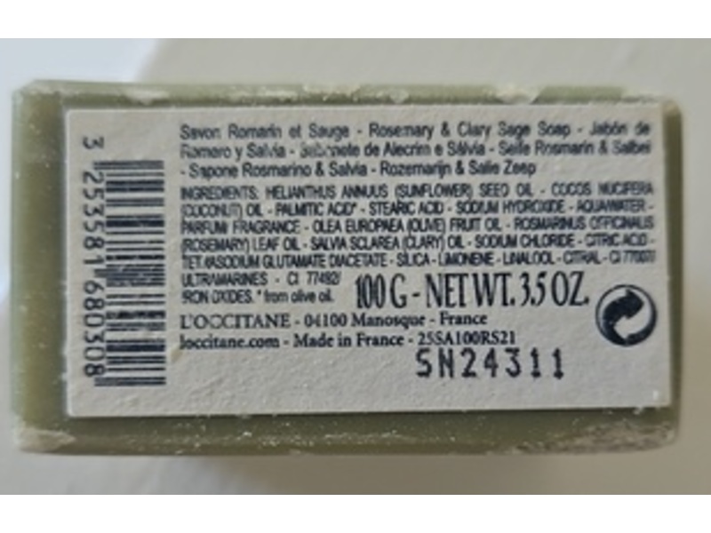 L'Occitane Sage Bonne Mere Soap, Rosemary & Clary, 3.5 oz/100 g