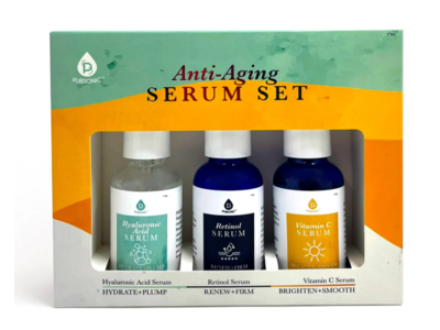 Pursonic Anti Aging Skin Serum Set, Hyaluronic Acid Serum, Retinol Serum & Vitamin C Face Serum