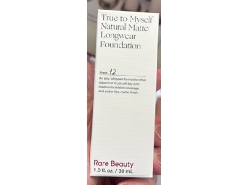 Rare Beauty True to Myself Natural Matte Longwear Foundation, Shade 12 Light Warm, 1 fl oz/30 mL