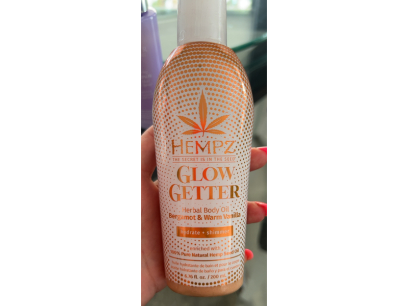 Hempz Glow Getter Herbal Body Oil, Bergamot & Warm Vanilla, 6.76 fl oz/200 mL