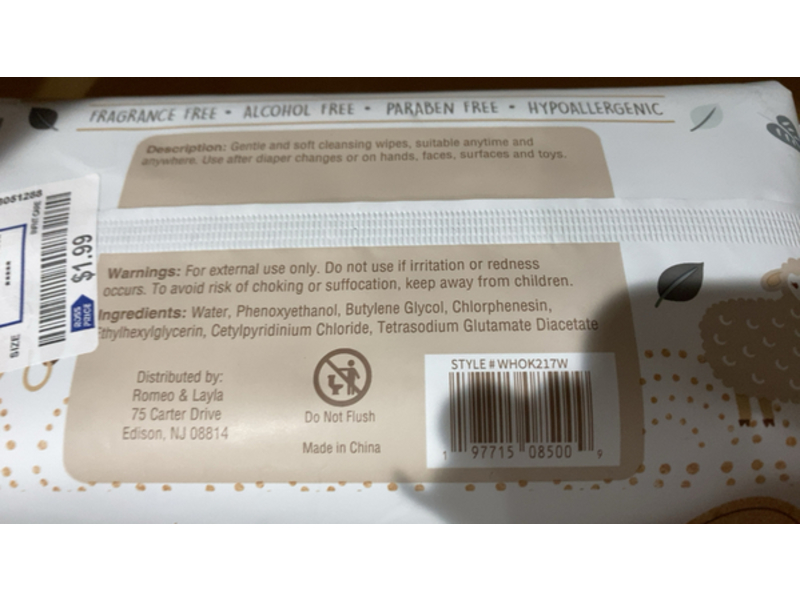 Wonderluxe Gentle Formula Baby Wipes, 60 count