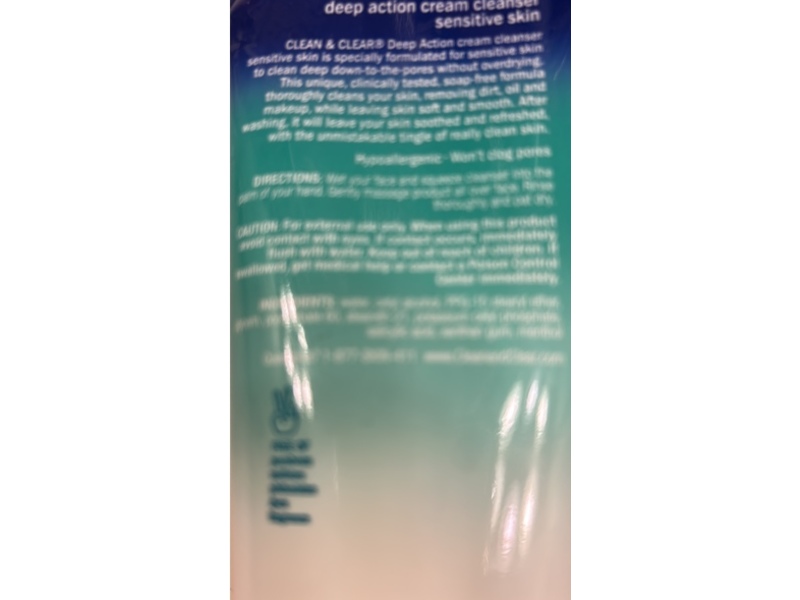 Clean & Clear Deep Action Cream Cleanser, 6.5 oz/184 g
