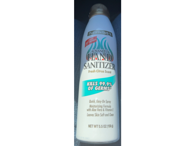 Fruit Of The Earth Advanced Hand Sanitizer, Fresh Citrus Scent, 5.5 oz/156 g