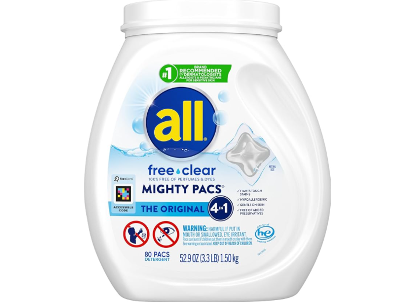 All The Original Mighty Pacs Laundry Detergent, The Original, 80 Pacs, 52.9 oz/1.50 kg