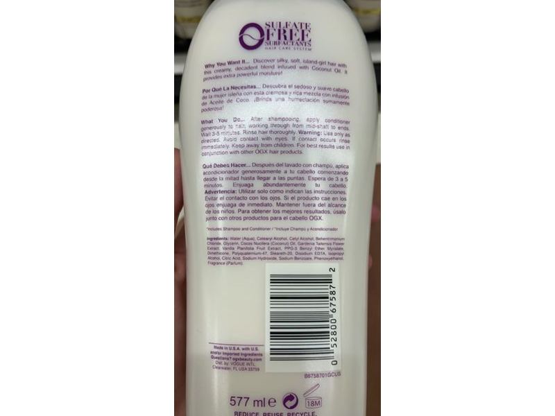 OGX Extra Strength Damage Remedy , Coconut Miracle Oil, 19.5 fl oz/577 mL