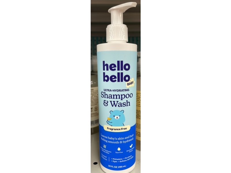 Hello Bello Baby Ultra-Hydrating Shampoo & Wash, Fragrance Free, 10 fl oz/295 mL