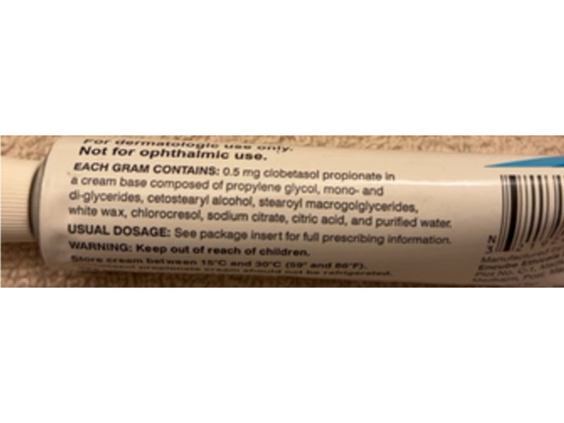 Clobetasol Propionate Cream, 0.05%, 30 g, Encube (Rx)