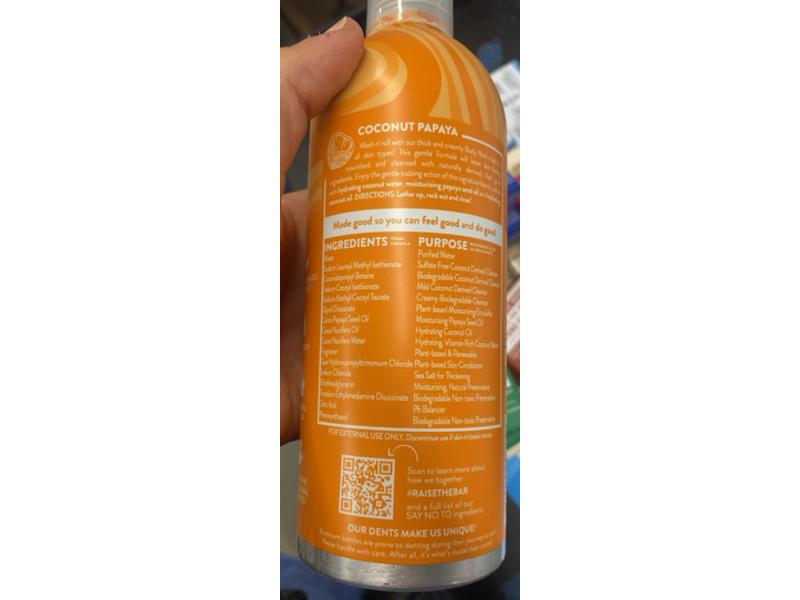 Pacha Soap Co. Hydrating Body Wash, Coconut Papaya, 16 fl oz/473 mL