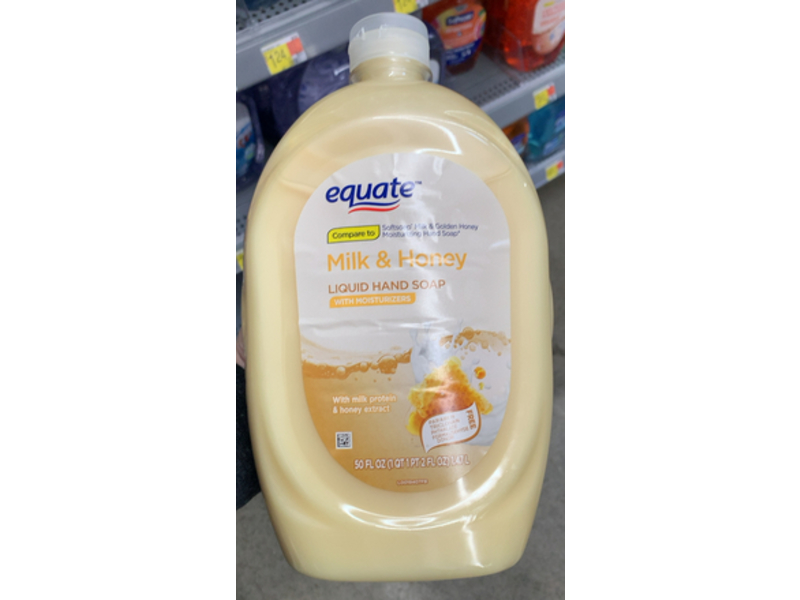 Equate Liquid Moisturizer Hand Soap, Milk & Honey, 50 fl oz/1.47 L
