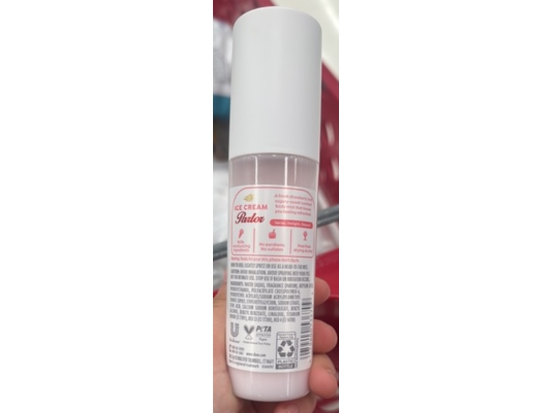 Dove Ice Cream Parlor Deodorant Body Mist, Strawberry Swirl, 3.3 fl oz/100 mL