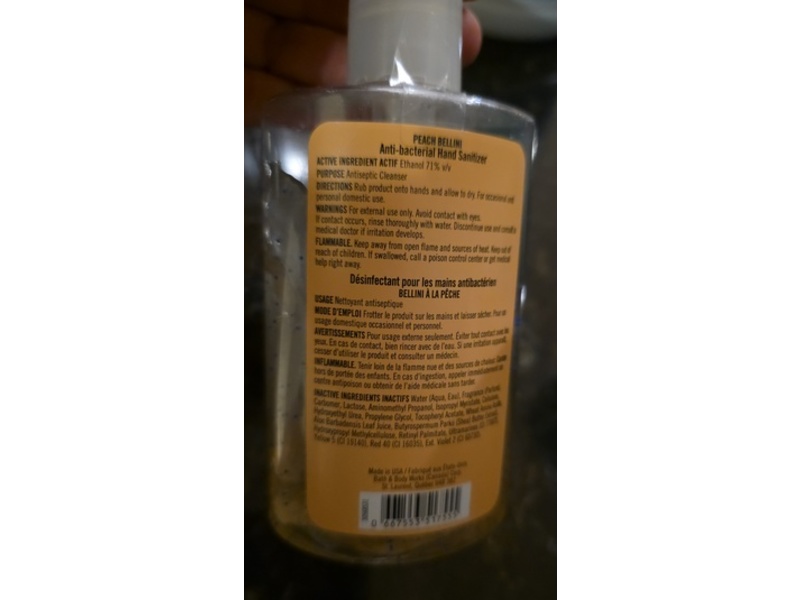 Bath & Body Works Anti-Bacterial Hand Gel, Peach Bellini, 7.6 fl oz/225 mL