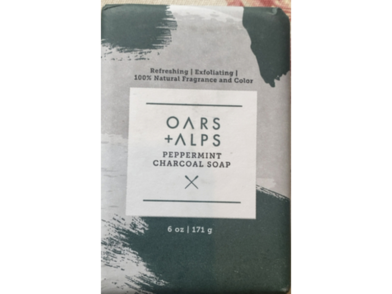 Oars + Alps Peppermint Charcoal Bar Soap, 6 oz/171 g
