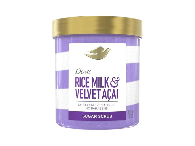 Dove Sugar Scrub, Rice Milk & Velvet Acai, 15 oz