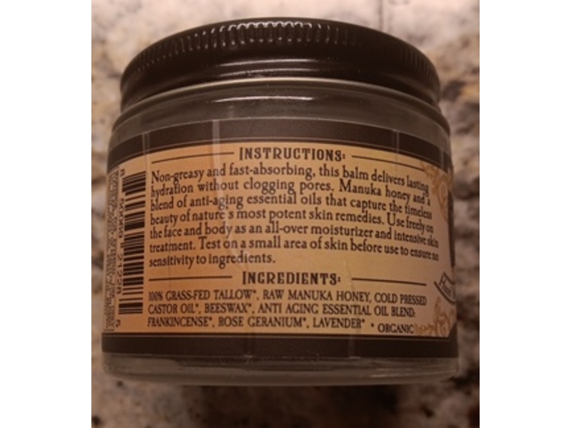 Roots And Leaves Tallow Balm Face Cream, Manuka Honey & Frankincense, 2 oz/57 g