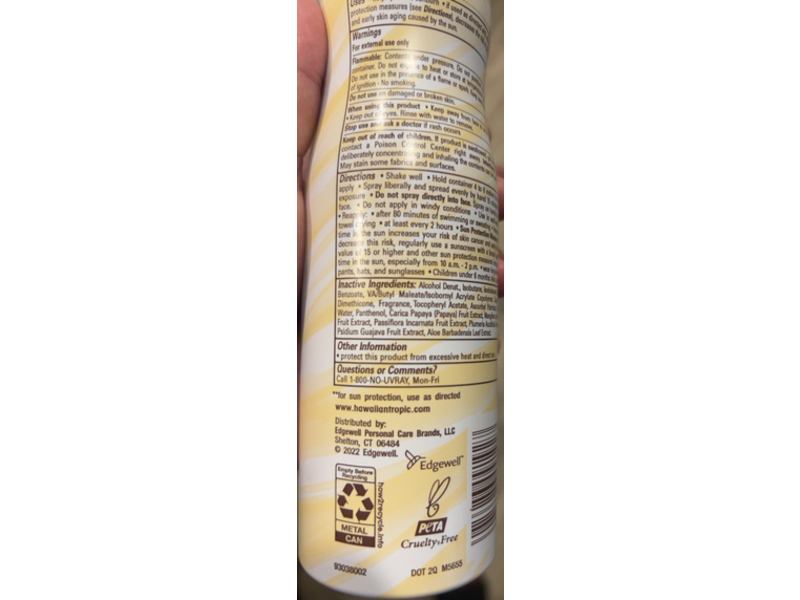 Hawaiian Tropic, Sunscreen Clear Spray, SPF 50, 6 oz/170 g