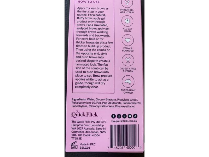 Barry M Quick Brow Brow Sculpting Lamination Gel, Clear, 0.27 oz/8 mL