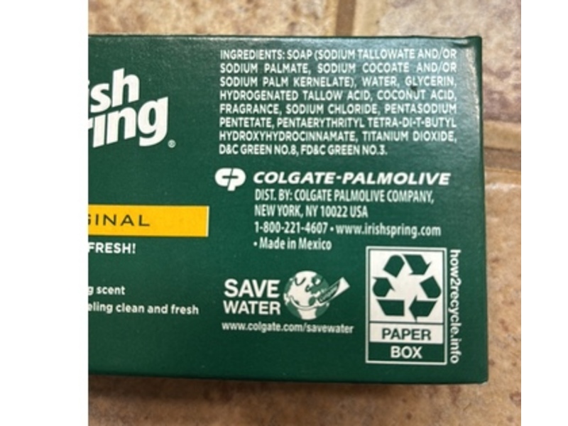 Irish Spring Deodorant Soap, Original, 3.2 oz/90 g