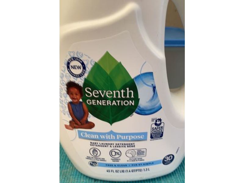Seventh Generation Baby Laundry Detergent, Free & Clear, 30 Loads, 45 fl oz/1.3 L