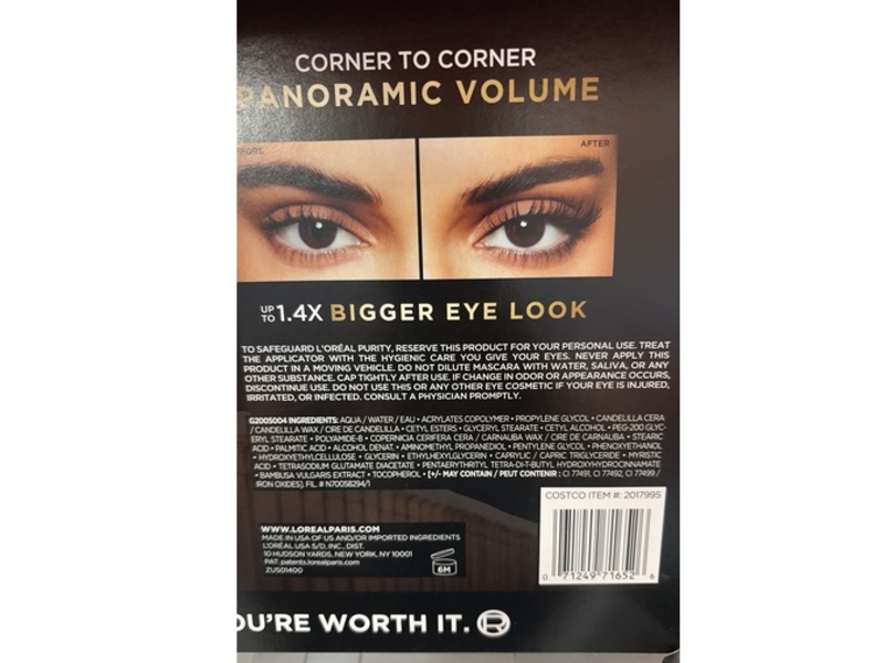 L'Oreal Paris Panorama Mascara, Blackest Black, 0.33 fl oz/9.9 mL, Pack Of 2