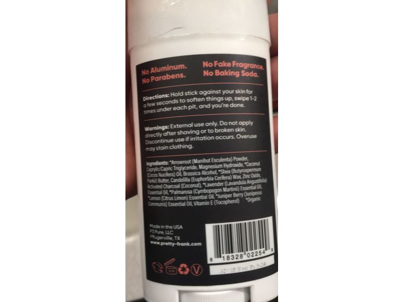 Pretty Frank Natural Deodorant, Charcoal Seaside, 2.7 oz/77 g