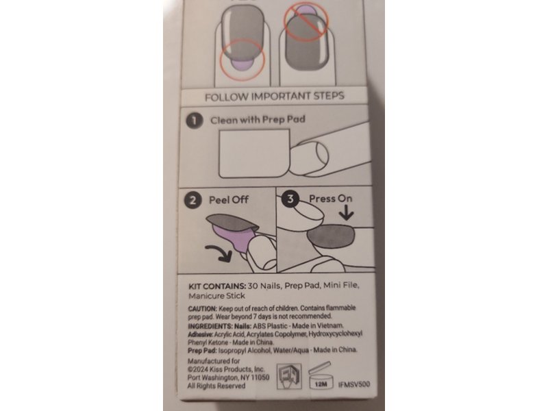 Impress The No Glue Mani Fake Nails Kit, Snooze, Short, 30 Count