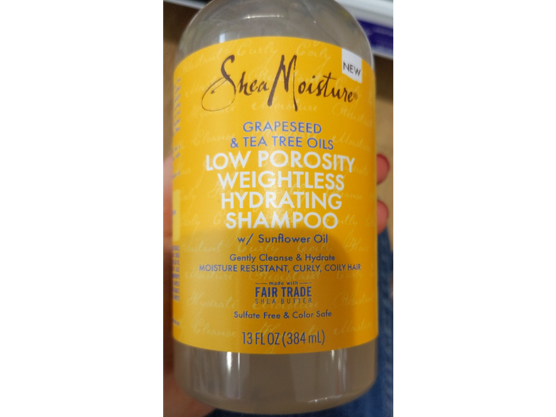 Shea Moisture Low Porosity Weightless Hydrating Shampoo, Grapeseed Oil & Tea Tree Oils, 13 fl oz/384 mL