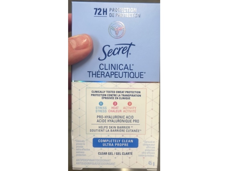 Secret Clinical Strength Clear Gel Antiperspirant/Deodorant, Completely Clean, 1.6 oz/45 g