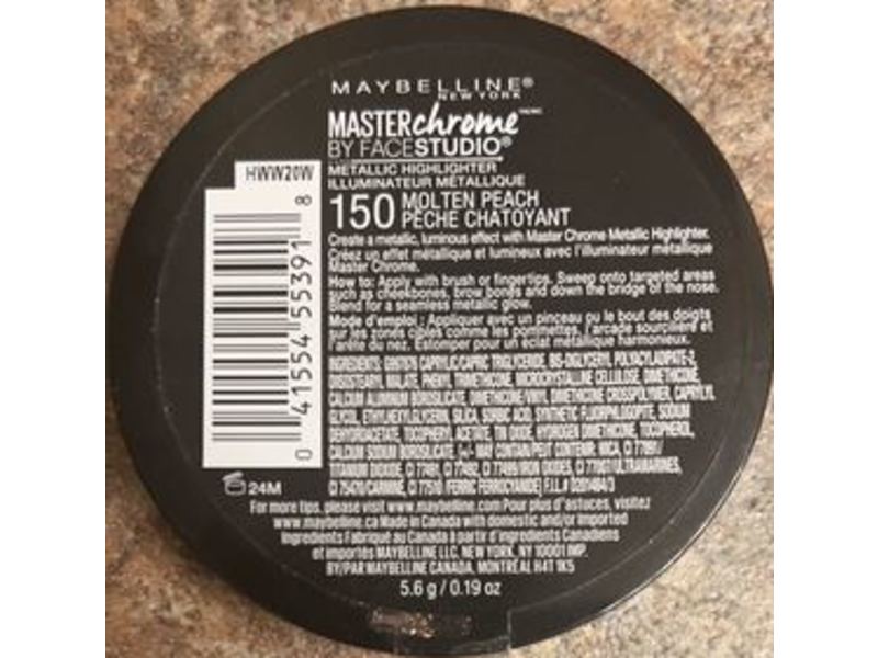 Maybelline New York Master Chrome Metallic Highlighter, 150 Molten Peach, 0.19 oz/5.6 g
