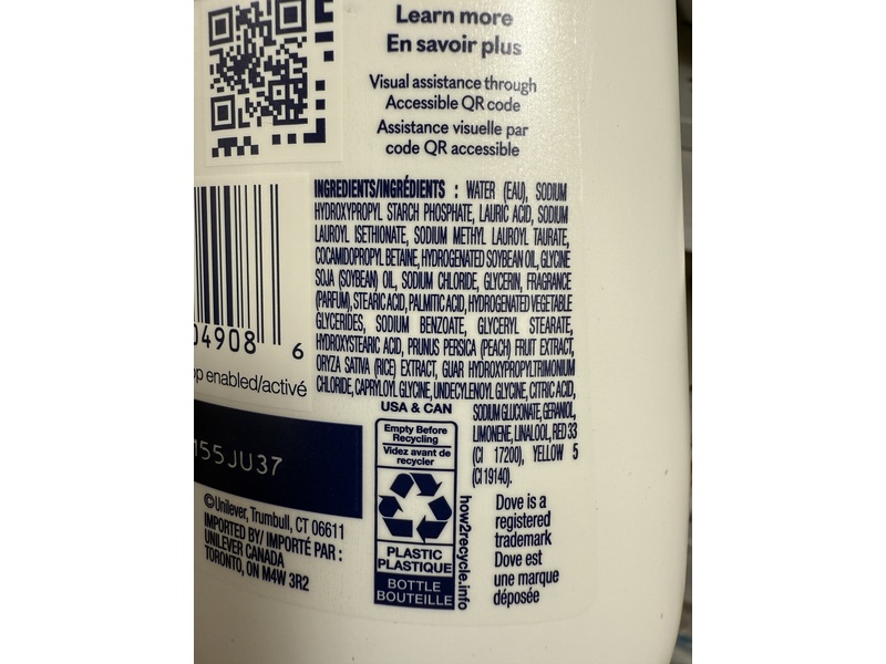 Dove Rebalancing Body Wash, White Peach & Rice Milk, 20 oz/591 mL