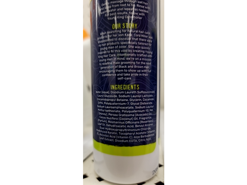 Young King Cleanses & Moisturizes Shampoo, Avocado & Rosemary, 8 oz/227 g