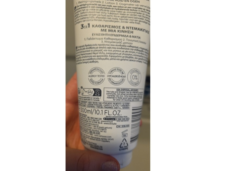 Vichy Purete Thermale 3 In 1 One Step Cleanser, 10.1 fl oz/300 mL