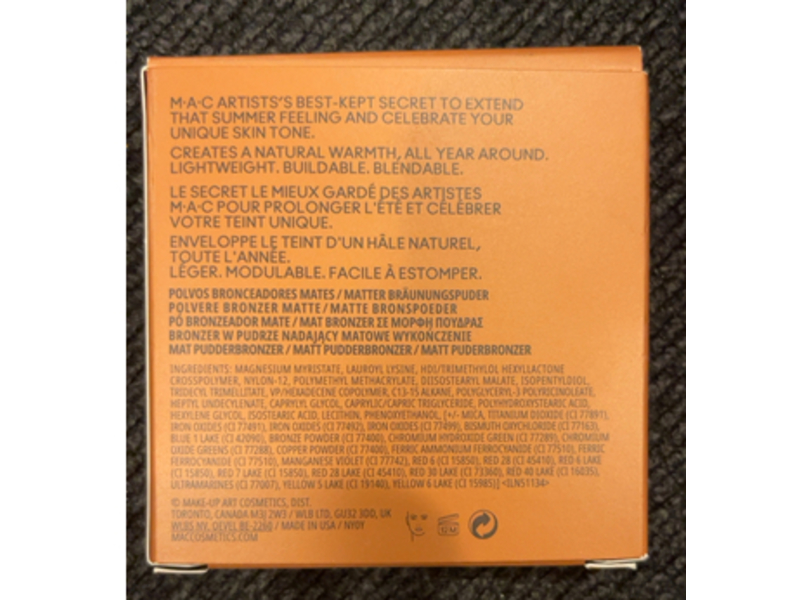 M.A.C Skinfinish Sunstruck Matte Bronzer, Matte Rich Rosy, 0.28 oz/8 g