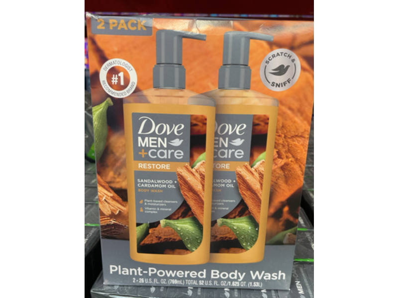 Dove Plant Powered Body Wash, Sandalwood+ Cardamom Oil, 26 fl oz/769 mL, Pack Of 2