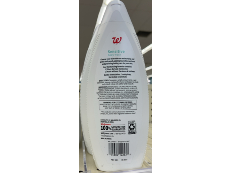 Walgreens Sensitive Body Wash, 22 fl oz/651 mL