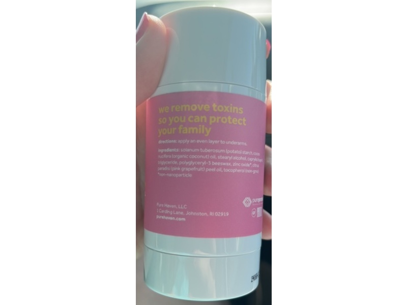 PureHaven Body Deodorant Stick, Sugared Pink Grapefruit, 2.6 oz/74 g