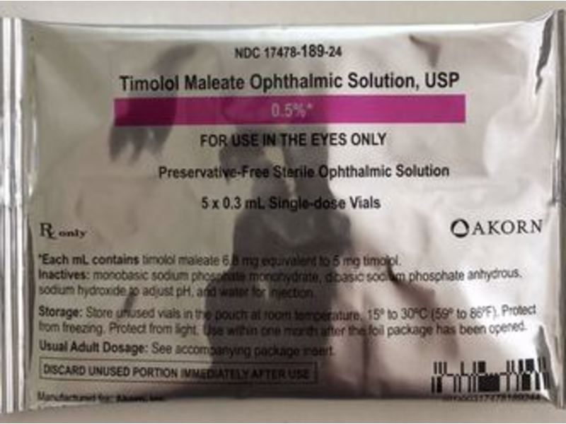 Timolol Maleate Ophthalmic Solution USP 0.5%, 5x0.3mL Akorn Pharmaceuticals (RX)