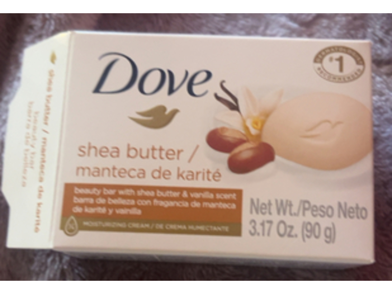Dove Moisturizing Soap, Shea Butter & Vanilla Scent, 3.17 fl oz/90 g, Pack Of 4
