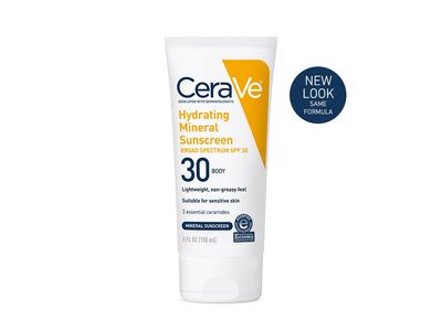 CeraVe Hydrating Mineral Sunscreen Body Lotion, SPF 30, 5 fl oz (150 mL)