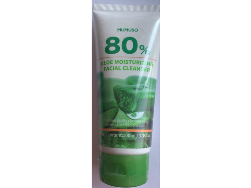 Mumuso 80% Aloe Moisturizing Facial Cleanser, 3.38 fl oz/100 mL