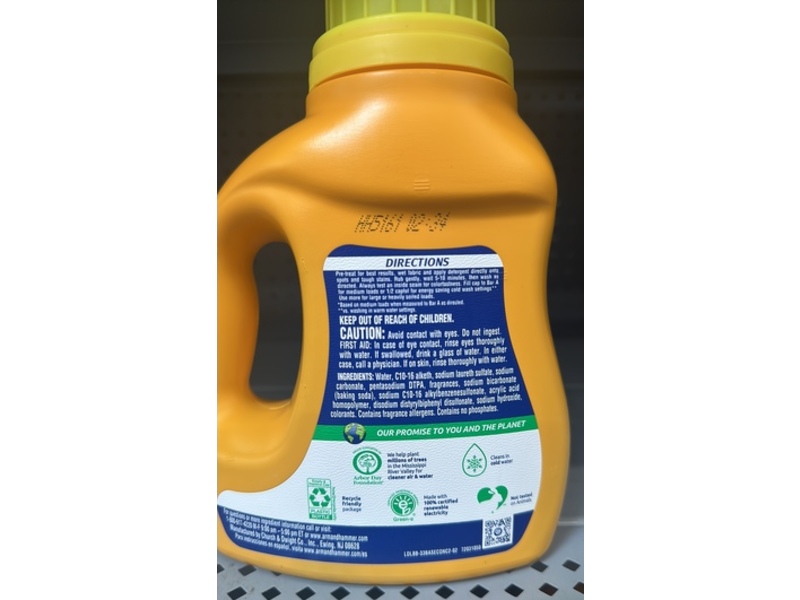 Arm & Hammer Powerfully Clean Liquid Detergent, Vibrantly Fresh, 33 Loads, 33 fl oz/975 mL