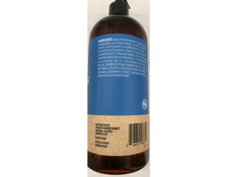 Sprouts Moisturizing Body Wash, Blue Ginger & Pomelo, 32 fl oz/946 mL