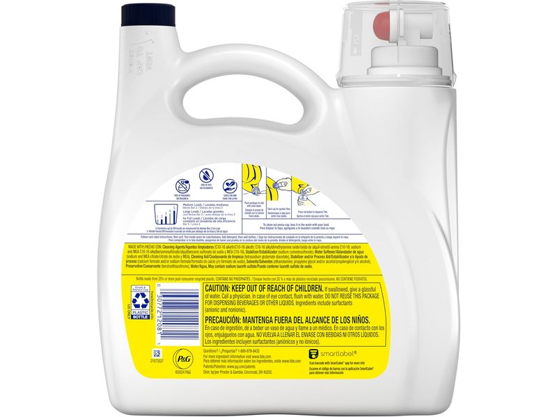 Tide Simply Free & Sensitive Laundry Detergent, Unscented, 89 Loads, 117 oz/3.46 L