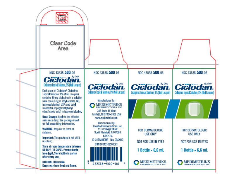 Ciclodan (ciclopirox Topical Solution, 8% (Nail Lacquer), 6.6 mL, Medimetriks Pharmaceuticals (RX)