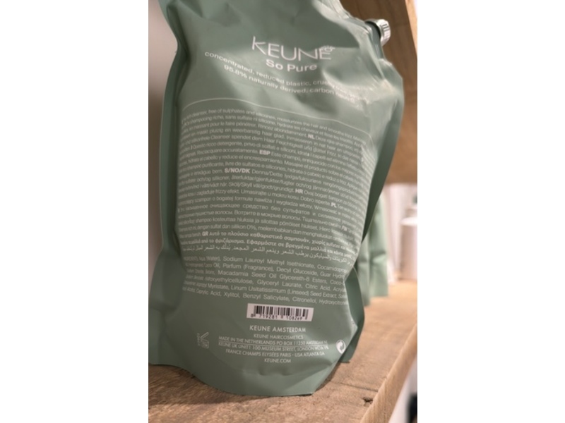 Keune So Pure Polish Shampoo Refill, 33.8 fl oz/1000 mL