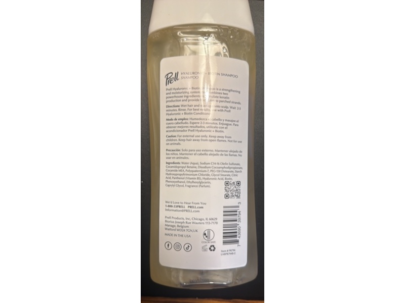 Prell Shampoo, Hyaluronic+Biotin,13.5 fl.oz, Pack Of 3