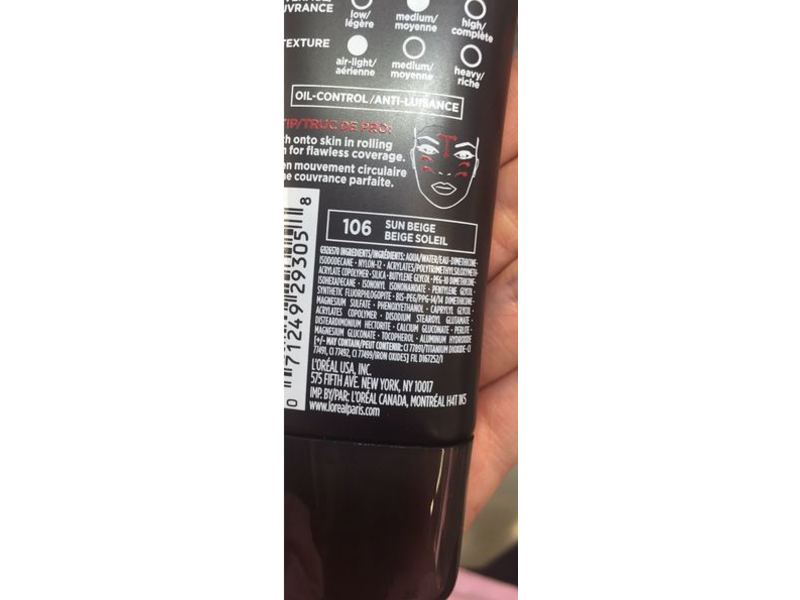 L'Oreal Paris Infallible Pro-Matte Foundation Makeup, Sun Beige, 1 fl oz/30 mL