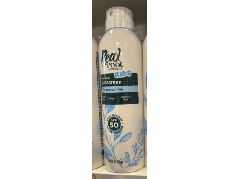Real Root By Sprouts Kids Clear Sunscreen Spray, SPF 50, 6 oz/170 g