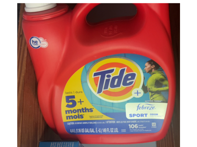 Tide + Febreze Sport Odor Defense Laundry Detergent, Active Fresh, 106 Loads, 149 fl oz/4.4 L