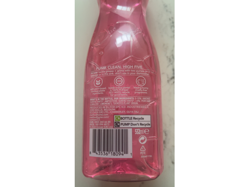 Method Washing-Up Liquid, Peach+Pink Pepper, 18 fl oz/532 mL